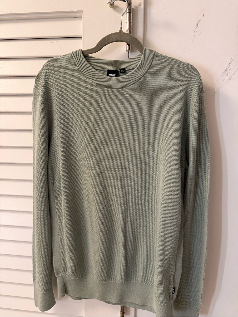 BOSS Men's Sage Green Crewneck Sweater